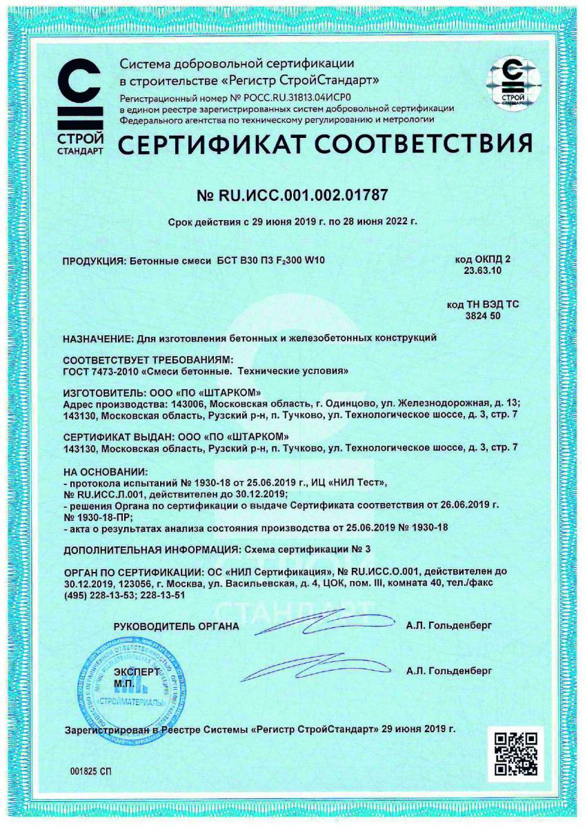 Сертификат соответствия № RU.ИСС.001.002.01787
