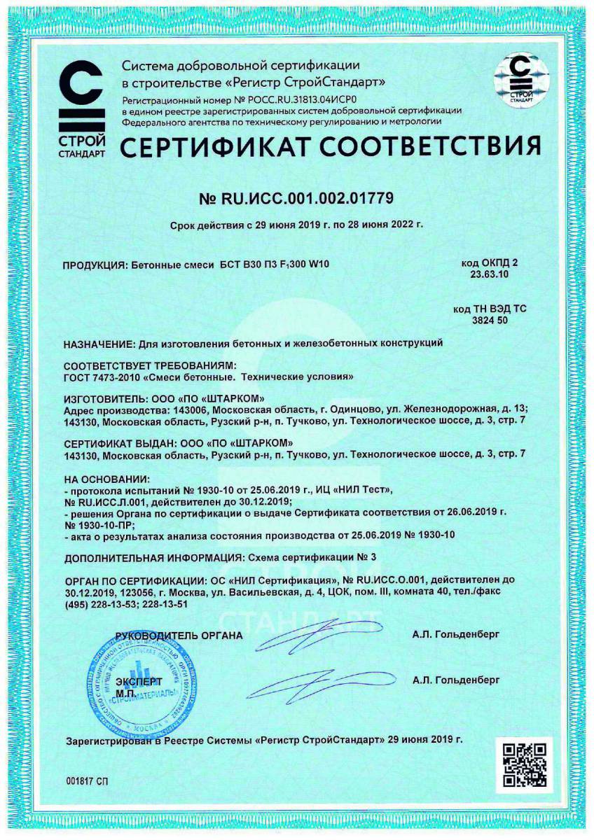 Сертификат соответствия № RU.ИСС.001.002.01779
