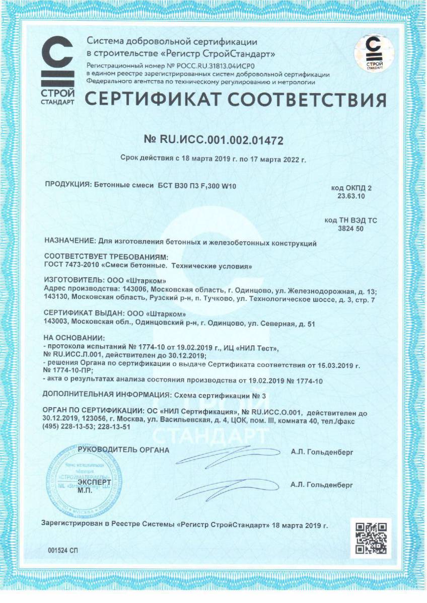 Сертификат соответствия № RU.ИСС.001.002.01472